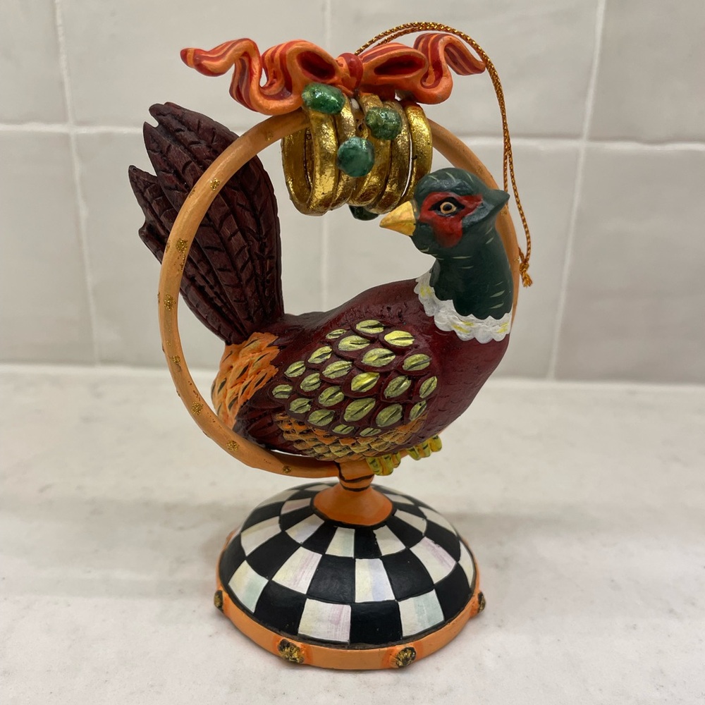 MacKenzie-Childs 5 Golden Rings Courtly Check Christmas Ornament